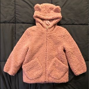 Me Jane Girls' Cozy Hooded Sherpa Jacket  -mauve